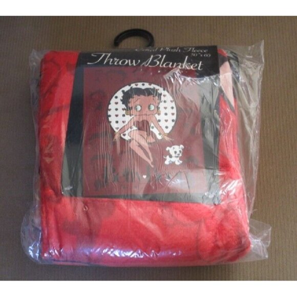 New Red Betty Boop Silhouette Plush Fleece Throw Gift Blanket Cartoon Pudgy SOFT - Picture 3 of 3